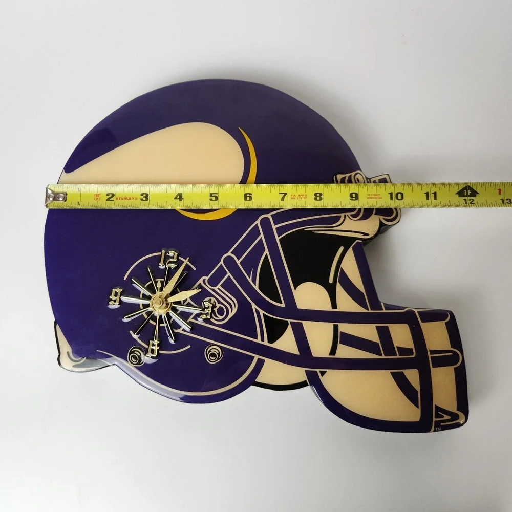 Minnesota Vikings NFL Football Helmet Wall Clock Purple Gold Glossy Sports Decor